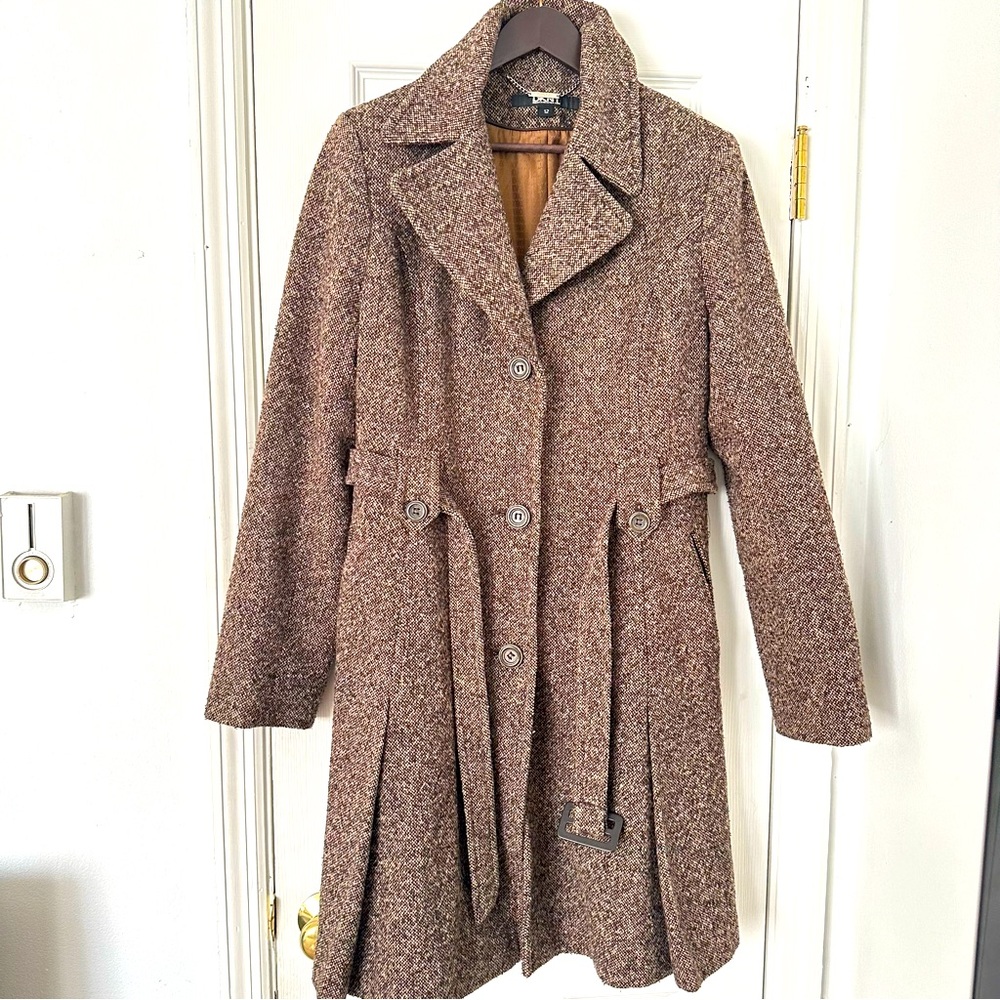 DKNY VINTAGE TWEED LONG COAT SZ 12